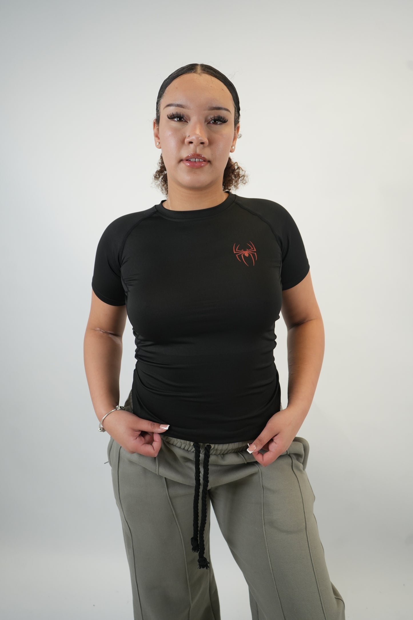 LADIES' RED-ON-BLACK TEE