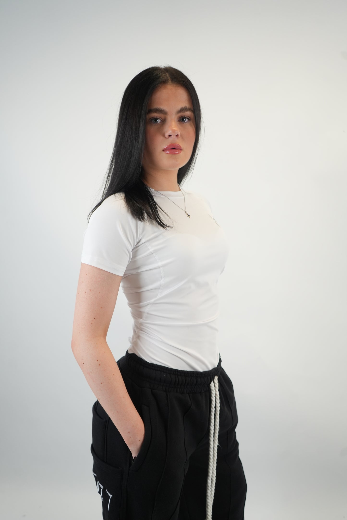 LADIES' BLACK -ON-WHITE TEE